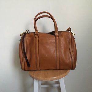 NWOT Fossil Cognac Leather Satchel Bag